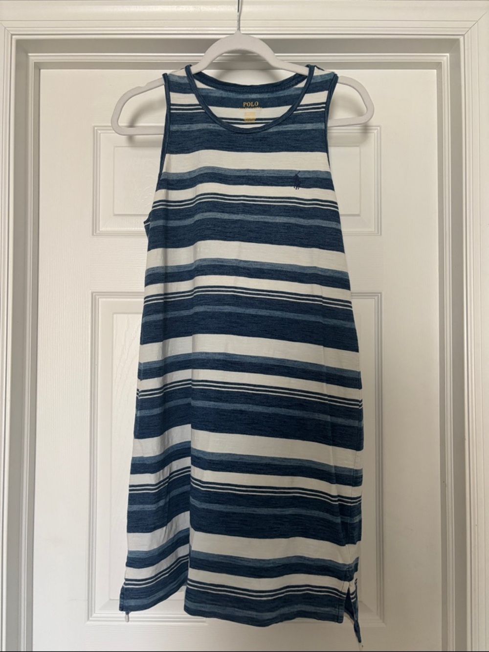 Polo by Ralph Lauren Navy and White Striped Mini Dress Size M